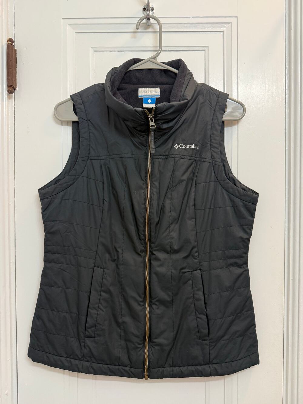 Columbia Women’s Medium Dark Gray Fleece Lined Insulated Vest Full Zip Quilted